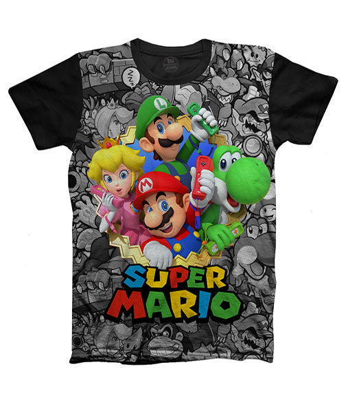 Camiseta Mario Bros Luigi Peach Yoshi