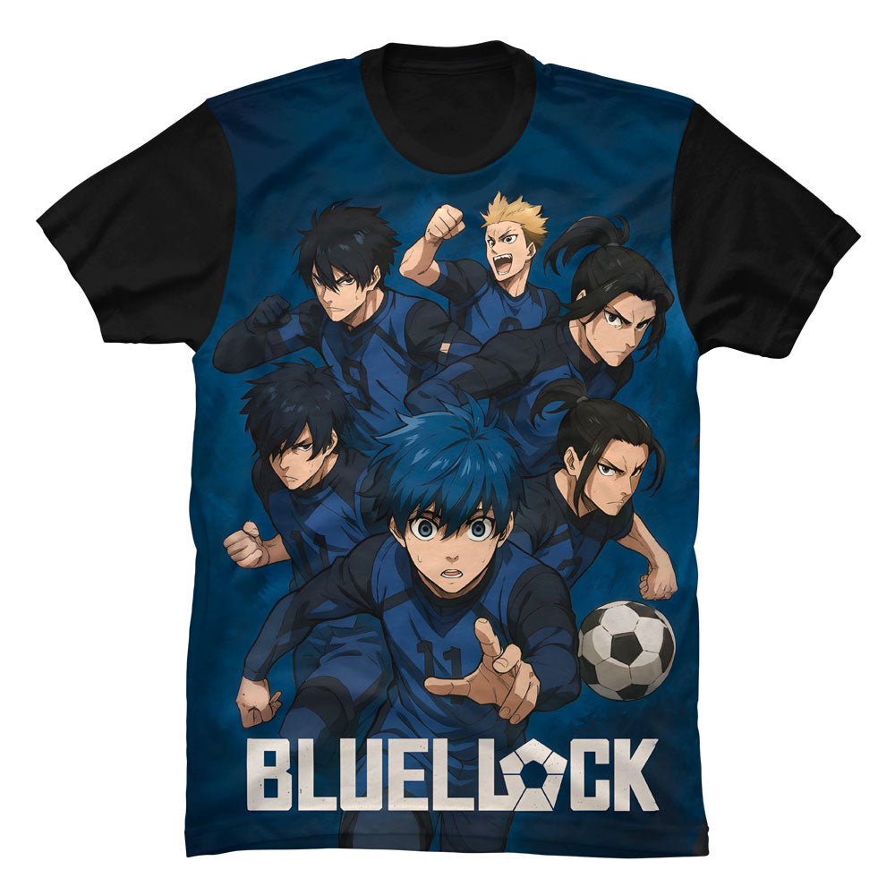 Camiseta Anime Blue Lock Delanteros en Tela Piel de Durazno 180grs con diseño de los goleadores del anime.