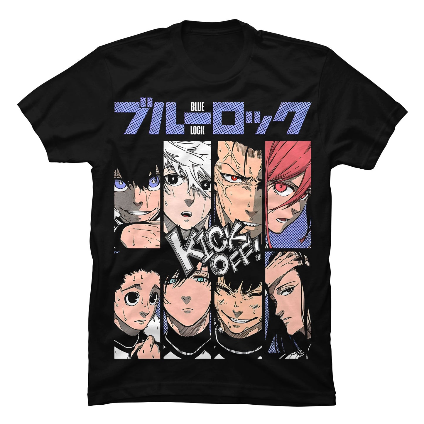 Camiseta Blue Lock Personajes en Tela Piel de Durazno 180grs con diseño del anime.