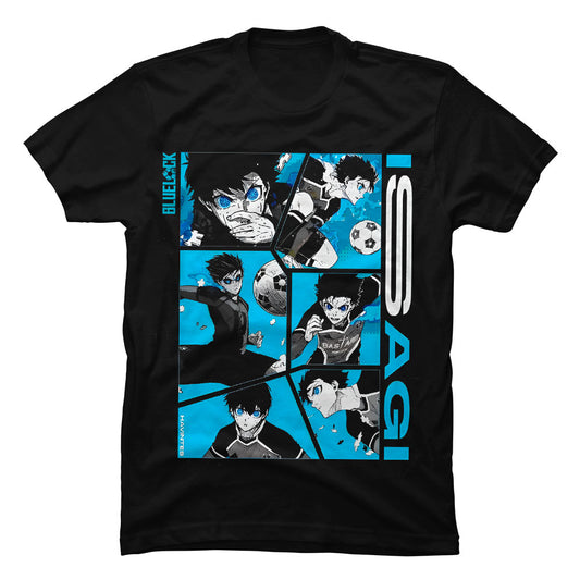 Camiseta en Tela Piel de Durazno 180grs con ilustración de la Camiseta Blue Lock Yoichi Isagi.