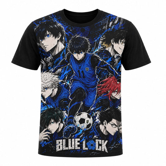 camiseta negra de excelente calidad con los delanteros de serie blue lock