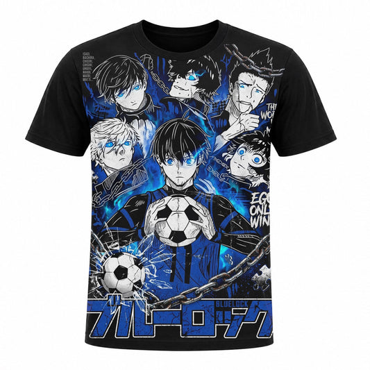 Camiseta en Tela premium 180grs con el diseño principal de la Camiseta Blue Lock.