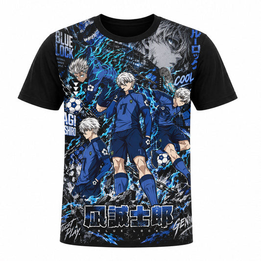 Camiseta en Tela premium 180grs con ilustración de la Camiseta Blue Lock Nagi.