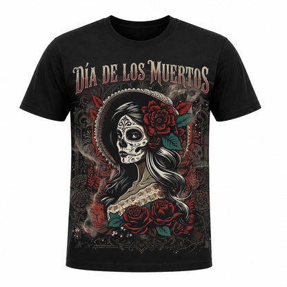 Camiseta en Tela Premium de 180grs con ilustración de la Camiseta Catrina Día de los Muertos.