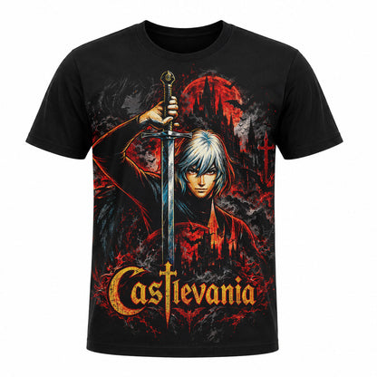 Camiseta en Tela Premium de 180grs con ilustración de la Camiseta Castlevania Alucard.
