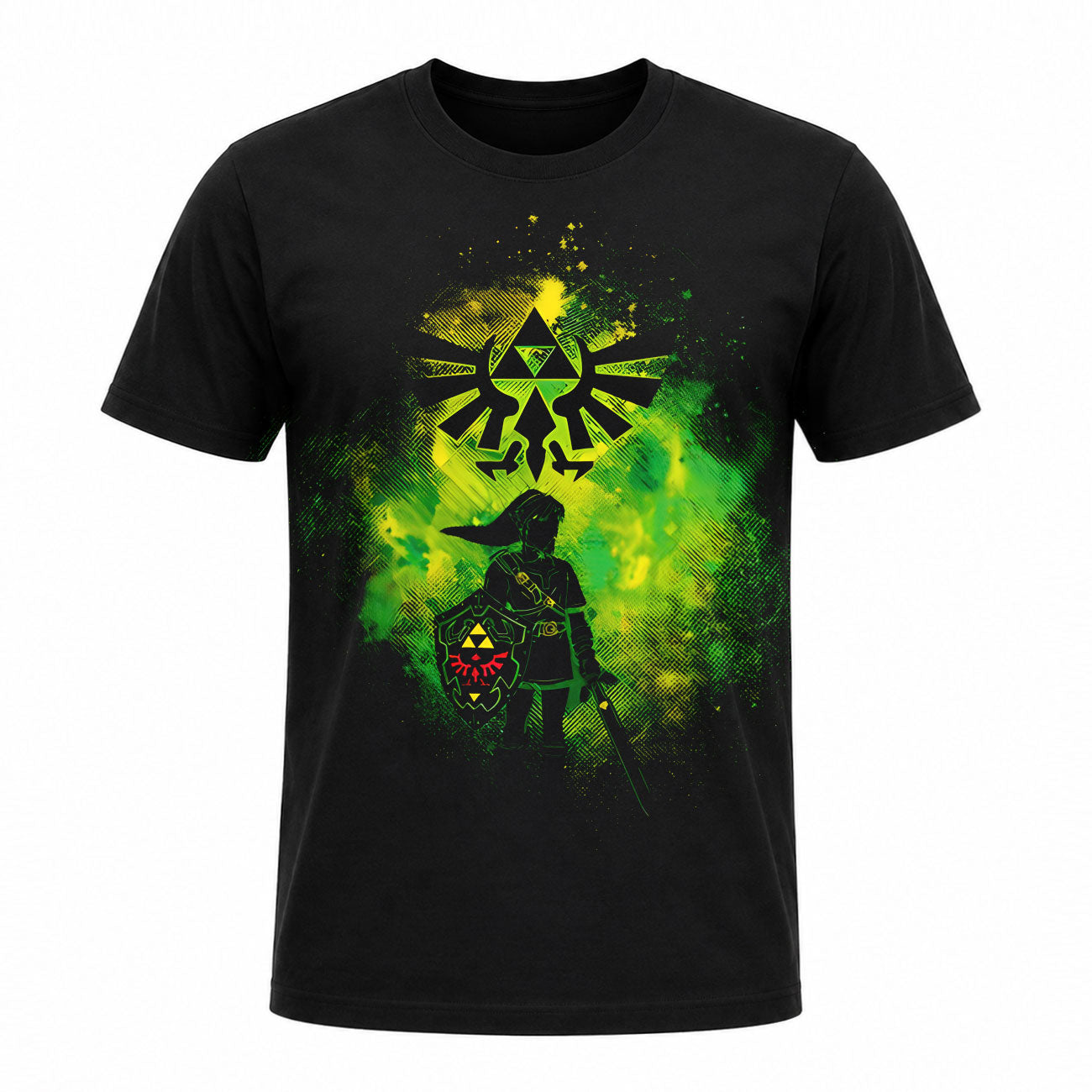 Camiseta en Tela Premium de 180grs con ilustración de la Camiseta Zelda Link Trifuerza.