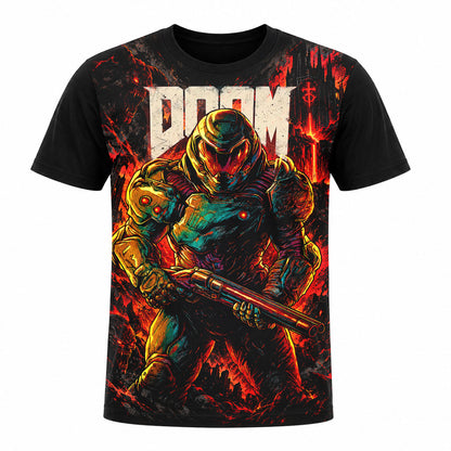 Camiseta en Tela Premium de 180grs con ilustración de la Camiseta Doom Slayer.