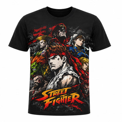 Camiseta en Tela Premium de 180grs con ilustración de la Camiseta Street Fighter Personajes Clásicos.