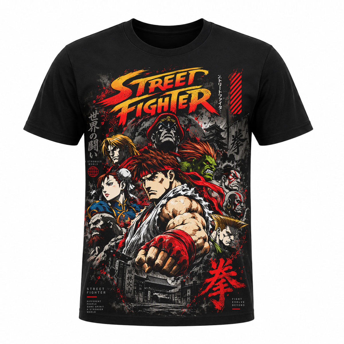 Camiseta en Tela Premium de 180grs con ilustración de la Camiseta Street Fighter Luchadores.