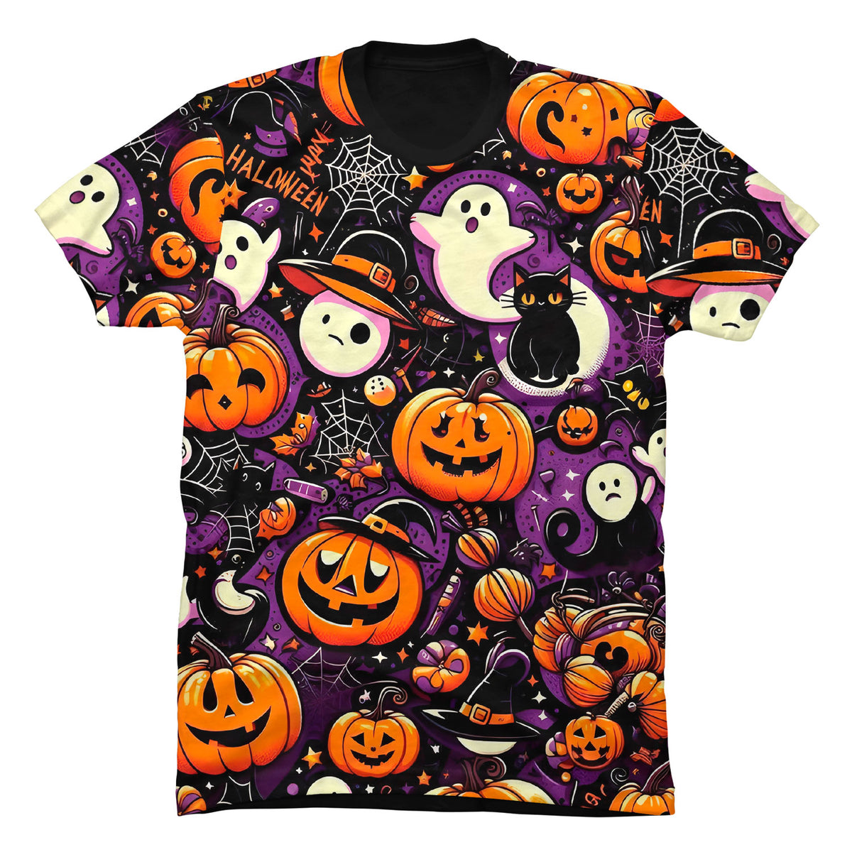 Camiseta en Tela Premium de 180grs con ilustración de la Camiseta Feliz Halloween.