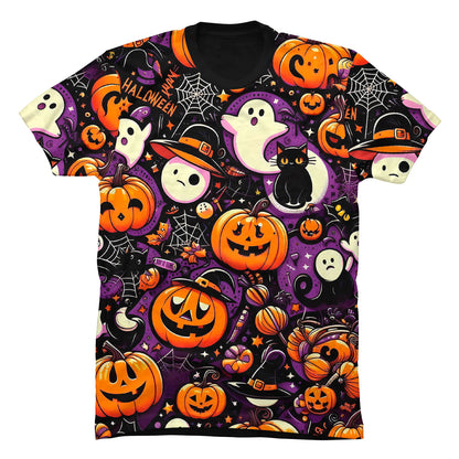 Camiseta en Tela Premium de 180grs con ilustración de la Camiseta Feliz Halloween.