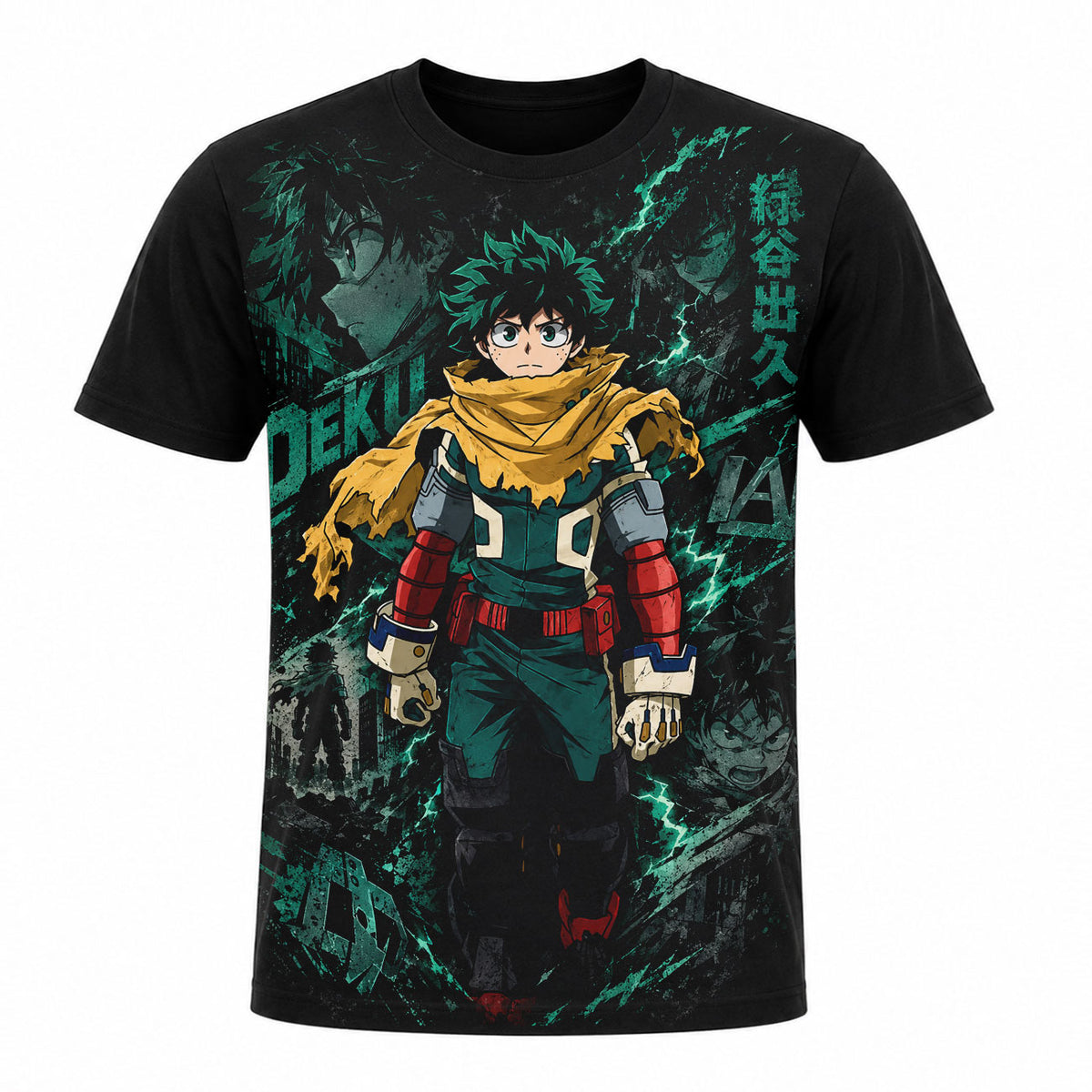 Camiseta en Tela Premium de 180grs con ilustración de la Camiseta de Izuku Midoriya.