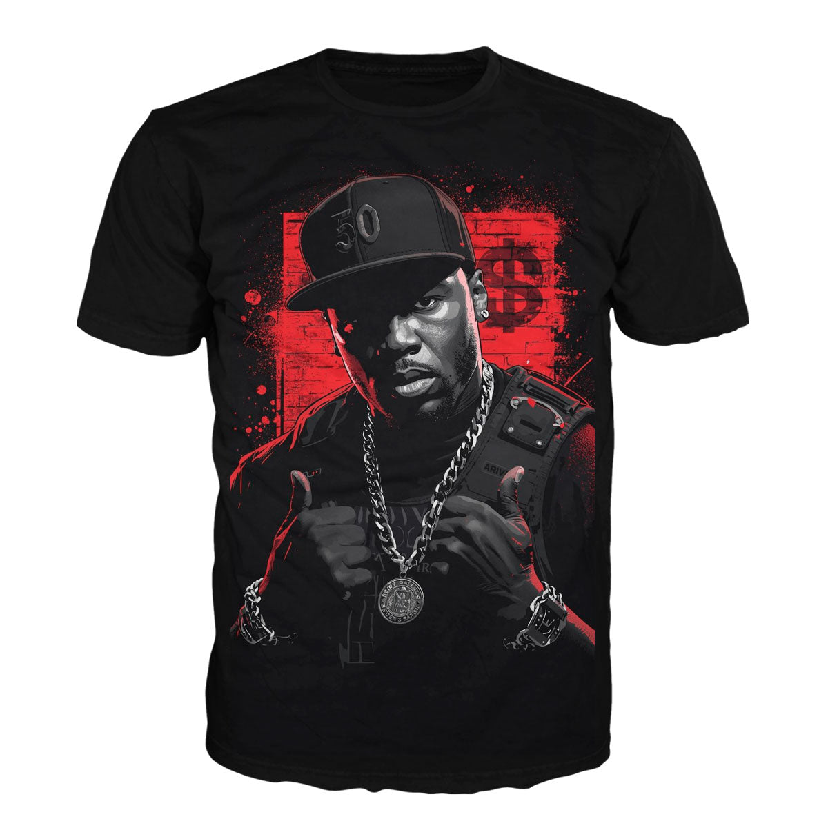Camiseta en Tela Premium de 180grs con ilustración de la Camiseta Rapero 50 Cent.