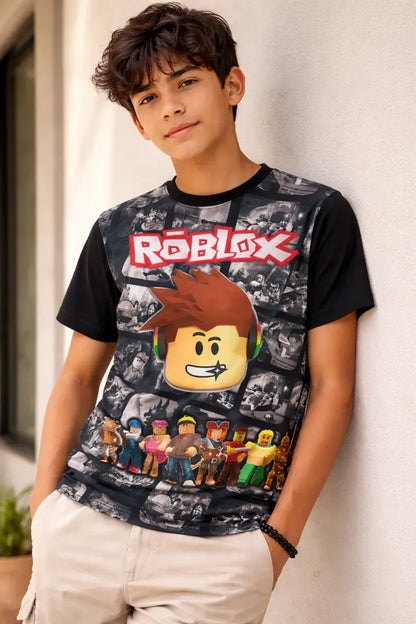Estampado digital de alta definición con las caras icónicas de los personajes de Roblox