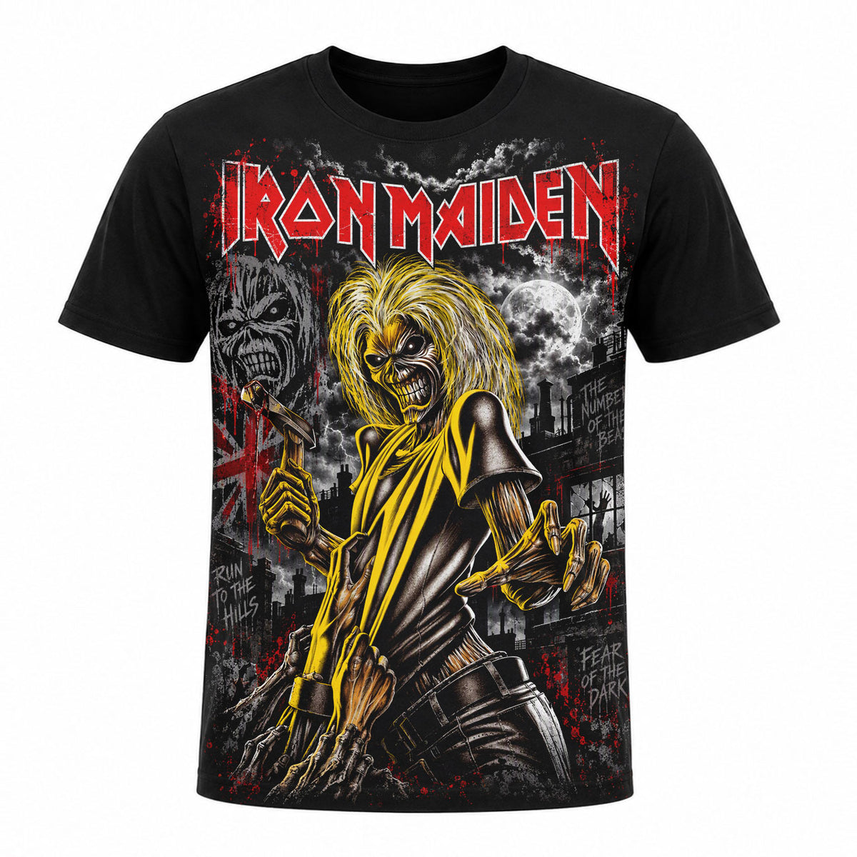 Camiseta en Tela Premium de 180grs con ilustración de la Camiseta Rock Iron Maiden Killers.