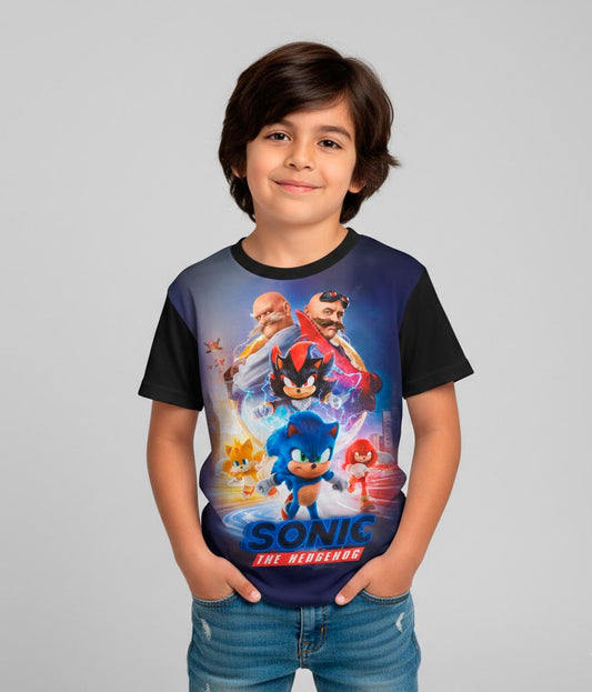 Niño gamer emocionado vistiendo la camiseta de Sonic La Película 3 de La Camiseta.