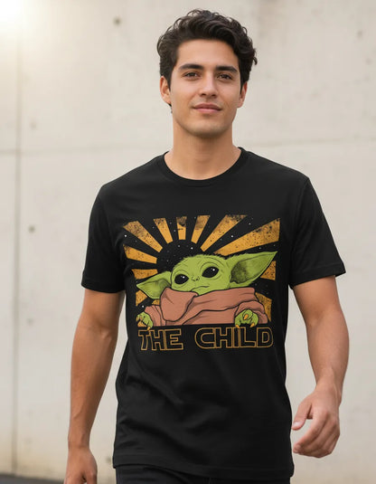 Niño/Adulto vistiendo la camiseta exclusiva de Baby Yoda color neutro de La Camiseta