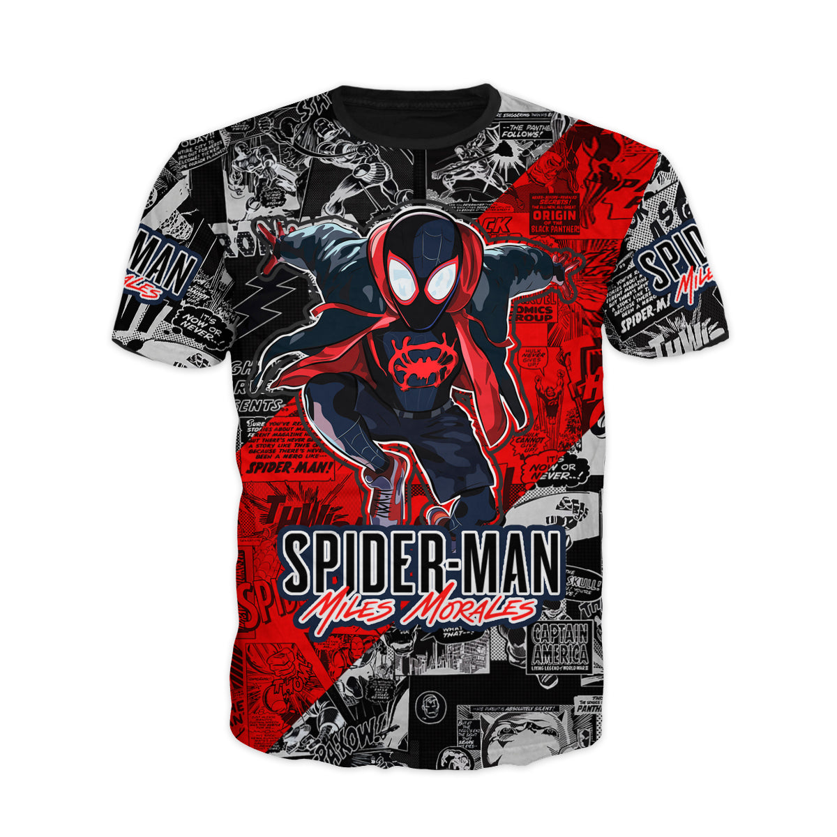 Camiseta Spider-Man Miles Morales Glitch Para Niños - Rojo, 100% Algodón, Licencia Oficial Marvel