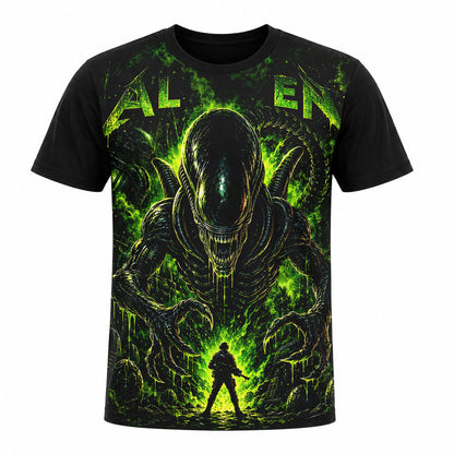 Camiseta en Tela Premium de 180grs con ilustración de la Camiseta Aliens Xenomorfo.