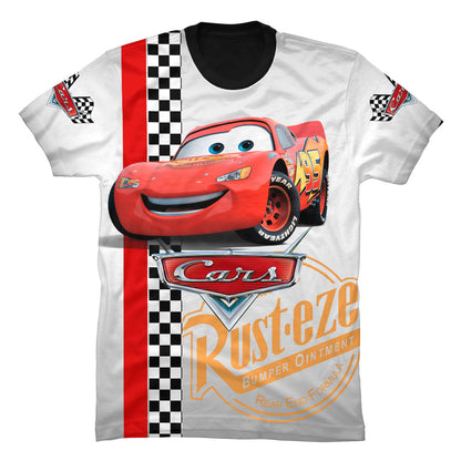 Camiseta negra para niños con el diseño gráfico estampado de El Rayo McQueen de la película Cars