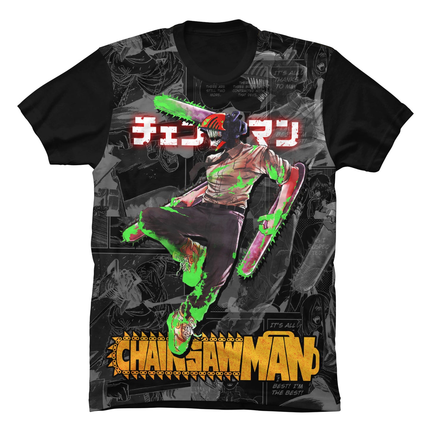 Camiseta Chainsaw Man Denji Neon