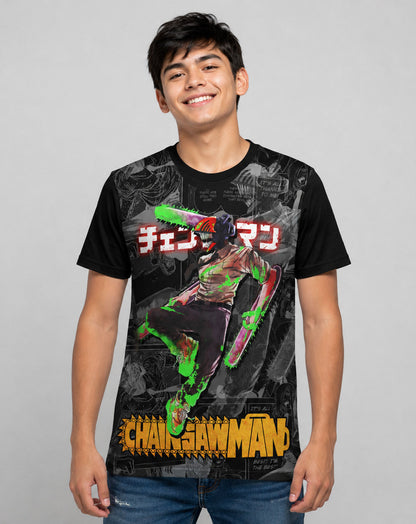Camiseta Chainsaw Man Denji Neon