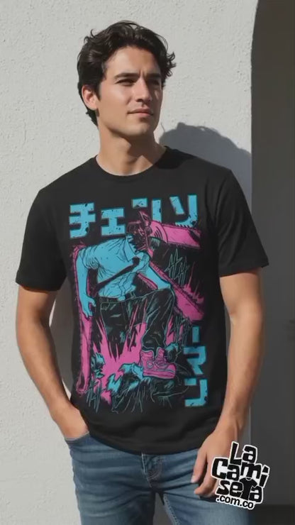 Camiseta Chainsaw Man Neon