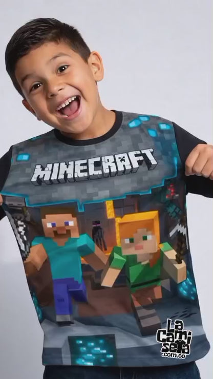 Camiseta Minecraft Amigos al Combate