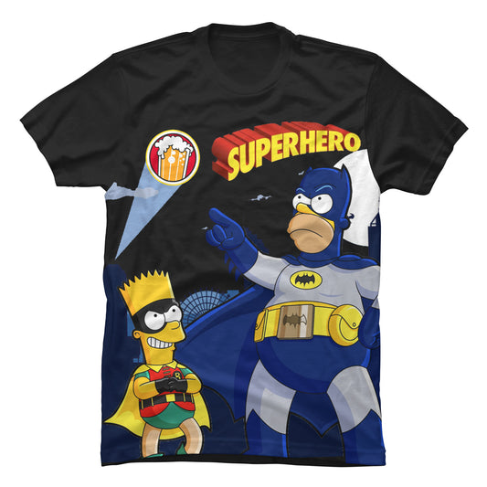 Camiseta Homero y Bart Superhéroes