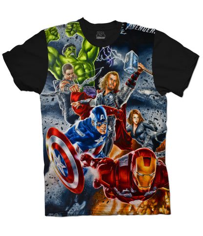 Camiseta Hombre Marvel Los Vengadores Ensamblados - Estampado Clásico Avengers Assemble - Manga Corta