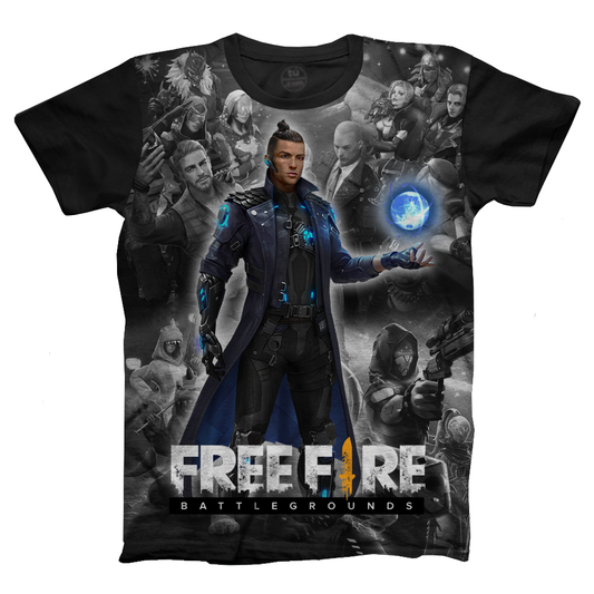 Camiseta en Tela Piel de Durazno 180grs con ilustración de la Camiseta Free Fire CR7 Cristiano Ronaldo.
